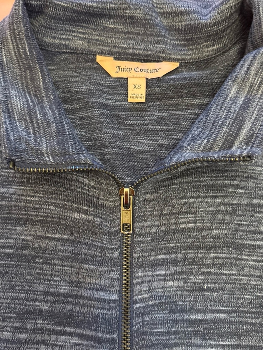Juicy Couture Space-Dye/Marled Knit Zip-Up Track Jacket